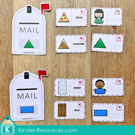 Preschool Valentine's Day Center Activities Mailbox Sorting by 2D Shape. Download FREE printables on the blog! Mail Sorting Activity Preschool, Postman Activities Preschool, Mail Preschool Activities, Post Office Activities Preschool, Mail Carrier Preschool, Post Office Activities, Ab Pattern Activities, Mailbox Craft, Thema Letters