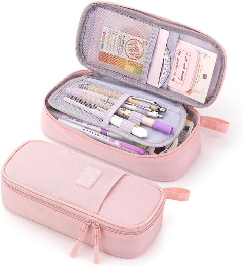 CICIMELON Durable Pencil Case Big Storage Pen Pouch Bag for School Supplies Office College Teen Girls Adults, Pink, preppy #pencilcase #preppy #pink #school #haul #schoolsupplies Big Pencil Cases, Pencil Case Organizer, Clear Pencil Case, Cute Pencil Pouches, Large Pencil Case, Pencil Case Pouch, Cute Pencil Case, Kids School Supplies, Bag For School