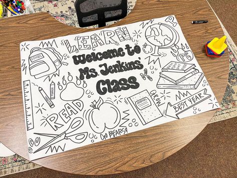 A cute and interactive banner for my sis, @_alexisjenkins , and her school kiddos!🫶🏼🩷🌟🩵 #banner #coloringsheet #banners #bannerart #backtoschool #school #firstday College Paintings, Font Cursive, Teacher Aesthetic, Event Decoration, Due Date, Event Themes, Kids Coloring, Reference Images, Disco Ball