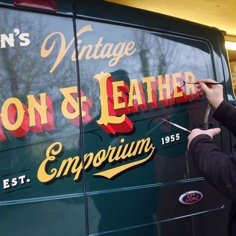 Traditional Van Signwriting by Paul Banks Signwriting and Design Signwriting Fonts, Van Signwriting, Van Signage, Paul Banks, Old Van, Truck Lettering, Sign Painting Lettering, Sign Writer, Vintage Signage