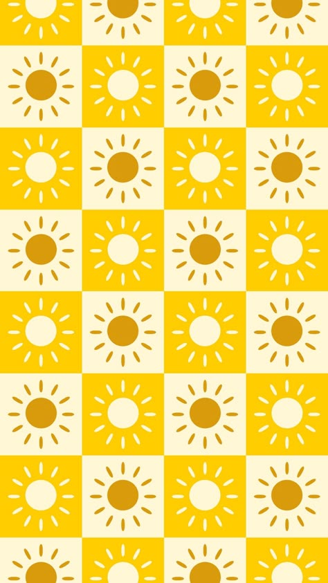 Wallpaper Sun Pattern Background, Retro Sun Wallpaper, Yellow Homescreen Wallpaper, Sun Phone Wallpaper, Summer Camp Wallpaper, Blue Yellow Aesthetic, Diy Wallpaper Ideas, Sunshine Background, Summer Widgets