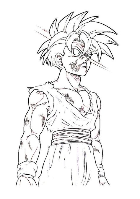 Dbz Lineart, Gohan Tattoo Ideas, Dragon Ball Z Tattoo Ideas, Dragon Ball Tattoo Ideas, Gohan Drawing, Dragon Ball Drawing, Dragonball Drawing, Dragonball Tattoo, Pop Culture Tattoos