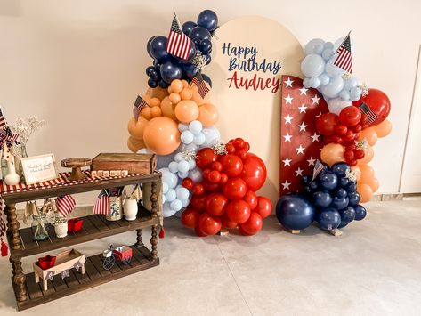 July first birthday Vintage Americana Birthday Party, Little Firecracker First Birthday, American Theme Party, Fourth Of July First Birthday, July Baby Birthday, Americana Party, Baby Birthday Backdrop, 4th Of July Birthday Party, July Birthday Party