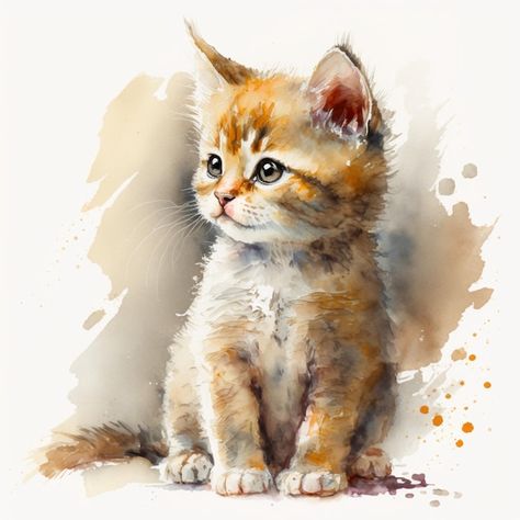 Photo watercolor cute kitten cat animal ... | Premium Photo #Freepik #photo #cat-watercolor #cat #cat-illustration #cute-cat