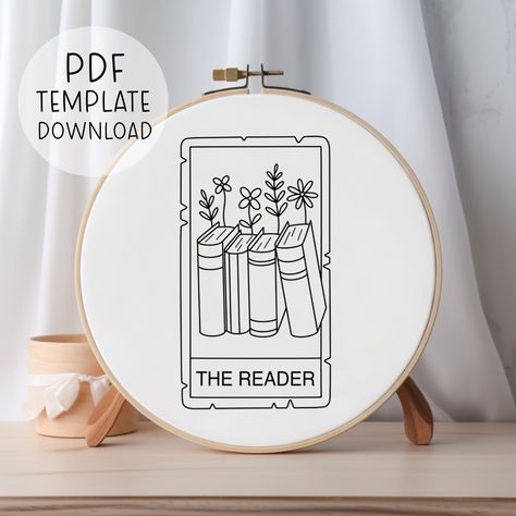 "This is a pattern TEMPLATE for the design shown above. It is for hand embroidery, and is NOT suitable for machine embroidery. You will not receive any physical products as this is a DIGITAL DOWNLOAD ONLY. You will receive a downloadable A4 sized PDF file for this pattern. It comes with patterns scaled to fit 3\", 4\", 5\", 6\", 7\" and 8\" hoops. It is up to you to choose which size hoop best suits the design you choose (tip: designs with lots of small details are usually better suited to larger hoops). You will need access to a printer to print your PDF pattern, and then you can transfer it to your fabric with an embroidery suitable pen or pencil. You will also receive a basic embroidery guide for beginners, however, please be aware this is a short and general guide and it does not conta Tarot Card Embroidery Patterns, Embroidery Patterns Free Templates Stitching, Embroidery Cards Pattern Templates, Embroidery Tarot, Tarot Card Embroidery, Cat Embroidery Pattern, Tarot Embroidery, Justice Tarot, Embroider Ideas