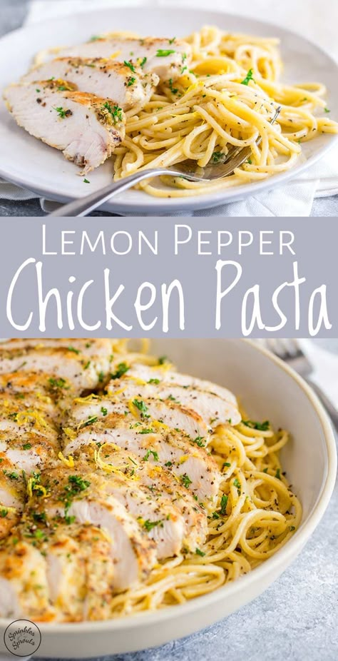 Easy Chicken Dinner Healthy Quick, Lemon Pepper Chicken And Pasta, Lemon Pepper Chicken Side Dishes, Lemon Chicken Sides, Chicken Pasta Recipes Easy Quick Dinner, Easy Lemon Chicken Pasta, Lemon Pepper Pasta Recipes, Inexpensive Meals For 4, Chicken Breast With Pasta Recipes