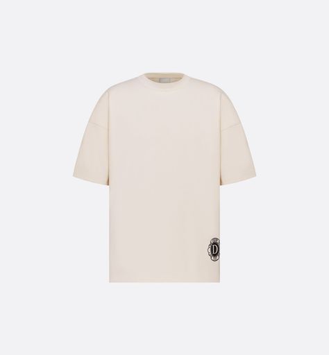 T-Shirt Ecru Silk and Cotton Jersey | DIOR Dior Men Outfit, Collegiate Aesthetic, Dior T Shirt, Couture Embroidery, Christian Dior Couture, Dior Beauty, Dior Couture, Streetwear Outfit, Summer 2024