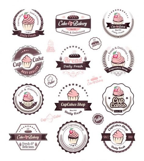 Dapatkan gambar bebas royalti, foto, vektor, ilustrasi dan video dari microstock terbaik - Depositphotos. Retro Cupcakes, Cupcake Logo Design, Bakery Logos, Cupcakes Bakery, Dessert Logo, Baking Logo Design, Cupcake Shop, Cupcake Logo, Baking Logo