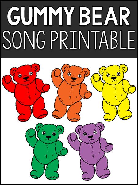 Gummy Bear Song Printable Dr Jean Songs, Purple Binder, Storytime Songs, Bears Preschool, Gummy Bear Song, Counting Bears, Bear Songs, Teddy Bear Day, Preschool Circle Time