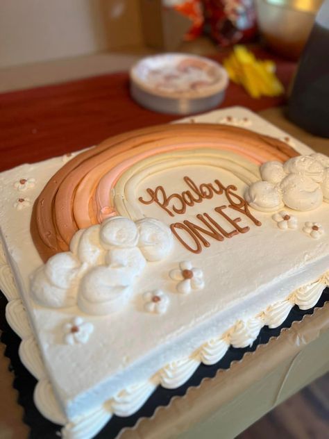 Boho Cookie Cake, Boho Rainbow Birthday Party Cake, Isn’t She Wonderful Cake, Boho Rainbow Cake Ideas, Boho Rainbow First Birthday Cake, Boho Baby Shower Cake Girl, Muted Rainbow Baby Shower Ideas, Boho Sheet Cake, Boho Rainbow Baby Shower Cake