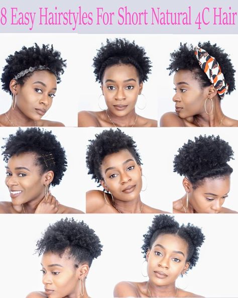 EIGHT EASY HAIRSTYLES FOR SHORT NATURAL 4C HAIR Protective Hairstyles For Short Natural, Hairstyles For Short Damaged Hair, Short Damaged Hair, Easy Protective Hairstyles, 4c Natural Hairstyles Short, Natural 4c Hair, Long Hair Tips, American Hairstyles, Natural Black Women