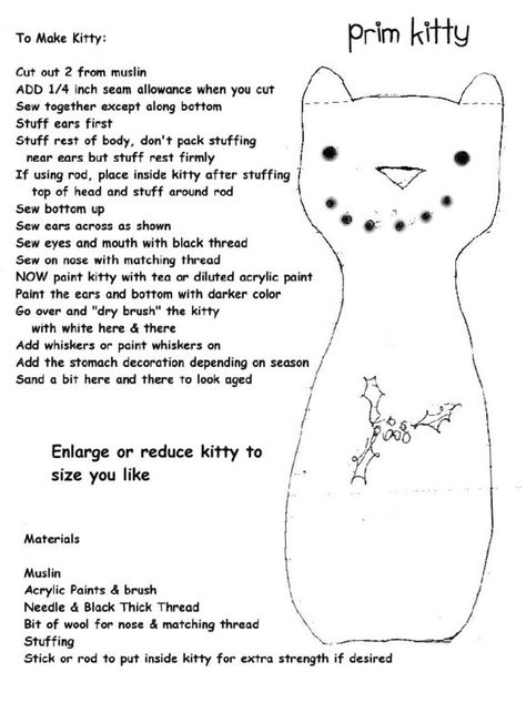 Primitive Stuffed Animals, Primitive Cat Patterns Free, Primitive Patterns Free Printable, Primitive Sewing Patterns Free, Primitive Patterns Free, Free Primitive Patterns, Primitive Sewing Patterns, Primitive Doll Patterns, Primitive Stitchery