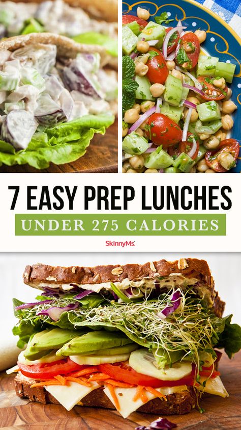 Trying to avoid fast food temptation? Perhaps mix up a ho-hum low-cal lunch menu? We’ve got 7 easy-prep lunches under 275 calories for you. Low Cal Lunch, Low Calorie Lunches, Low Cal Recipes, Vegetarian Lunch, Prepped Lunches, Easy Lunch Recipes, Work Lunch, Burn Fat Faster, Lunch Menu