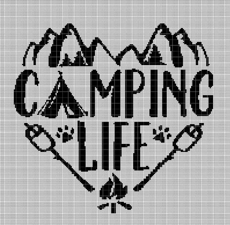 Camping Cross Stitch Patterns Free, Campfire Cross Stitch, Fishing Cross Stitch, Hunting Cross Stitch Patterns, Hunter Cross Stitch Patterns, Thread & Yarn, Camping Life, Making Memories, Alpha Patterns