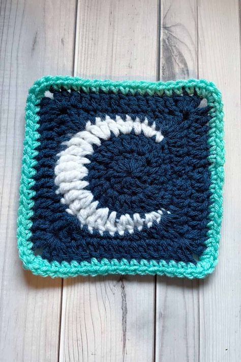 Moon Granny Square Pattern - thecaffeinatedsnail.com Moon Crochet Granny Square Pattern, Crochet Crescent Moon Granny Square, Granny Star Crochet Pattern Free, Moon Crochet Square Pattern, Diy Granny Square Blanket, Half Moon Granny Square, How To Crochet A Moon Granny Square, 6 Inch Granny Square Pattern, Pentacle Granny Square