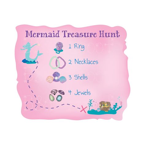 Mermaid Birthday Party Games, Mermaid Treasure Hunt, Mermaid Party Games, Mermaid Pirate Party, Mermaid Treasure, Mermaid Birthday Party Decorations, Mermaid Theme Birthday Party, Mermaid Theme Party, Sea Birthday Party