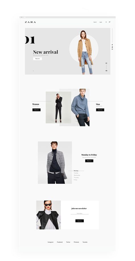 Zara Graphic Design, Zara Website, Website Home Page, Clothing Website, Website Ideas, Website Redesign, Design Posters, Minimal Web Design, Website Layout