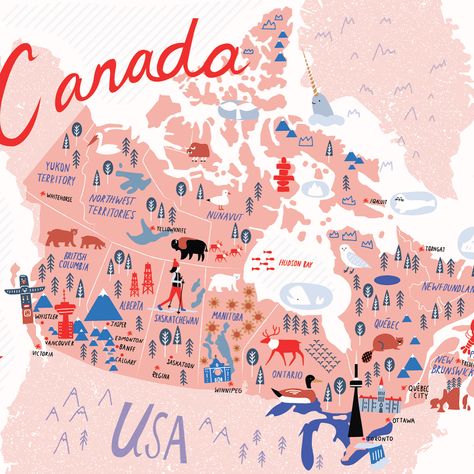 Oh Canada!!! 🇨🇦 Just finished this one of a kind interpretation to celebrate our beautiful country. What map would you want to see next?… Canada Illustration, Map Illustrations, App Dashboard, Map Of Canada, Ontario Map, Montana Vacation, Canada Map, Moving Gift, Maps For Kids