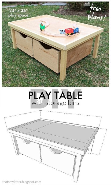 Diy Play Table, Kids Woodworking Projects, Kids Play Table, Diy Kids Furniture, Letter Diy, Train Table, Woodworking Projects For Kids, Woodworking For Kids, Play Table