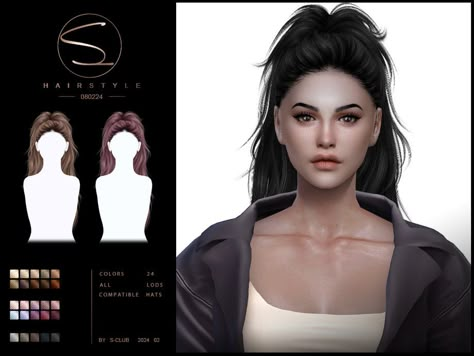 Sims 4 Cc Ponytail Alpha, S Club Sims 4 Hair, Sims 4 Cc Hair Ponytail, Ts4 Alpha Hair, Y2k Ponytail, Hair Ts4, Sims 4 Male Clothes, Mod Hair, Sims 4 Cas Mods