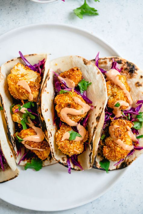 Tacos Sauce, Breaded Cauliflower, Recipes Cauliflower, Yum Sauce, Cauliflower Bread, Best Healthy Dinner Recipes, Cauliflower Tacos, Yum Yum Sauce, Vegetarian Tacos