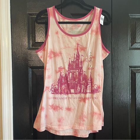 Nwt Disney Pink/Mauve Castle Tank Top. Women’s Size Xl. Smoke Free Pet Free Home. Disney Boutique, Disney Tank Tops, American Tank, Disney Tanks, Pink Castle, Tank Top Women, Pink Mauve, Tie Dye Tank Top, Tanktop Girl