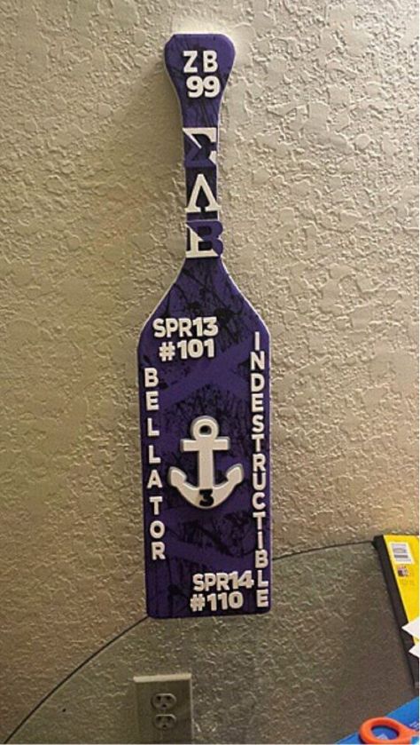 SLB Beta Big/Little Paddle | Sigma Lambda Beta Paddle Design- Submitted by Brother Indestructible at the Zeta Beta Chapter at the University of Florida Sorority Paddles Gamma Phi Beta, Frat Paddles, Phi Beta Sigma Paddle, Alpha Gamma Delta Paddle, Sigma Lambda Beta, Paddle Designs, Purple Paddle Sorority, Sigma Lambda Gamma, Big Little Paddles