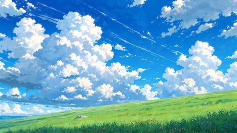 Anime Landscape Gif, Animated Clouds, Grass Png, Yt Ideas, Beautiful Nature Landscape, Majestic Art, Americana Tattoo, Nature Photography Landscape, Chibi Hair