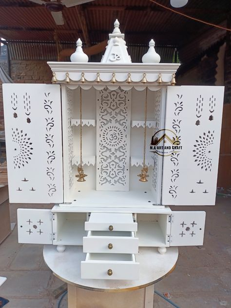 Don't miss out on our MA ART AND CRAFT sale! Save up to 15% on our hard wood free standing temple with drawers and shutters with LED Light puja 🌟✨ #MAARTANDCRAFT #SaleEvent #HomeDecor #Temple #LEDLight #Sale Small Floating Shelves, Care Drawing, Lotus Motifs, Puja Mandir, Wooden Temple, Mandir Design, Temple Design For Home, Tree Stumps, Pooja Mandir