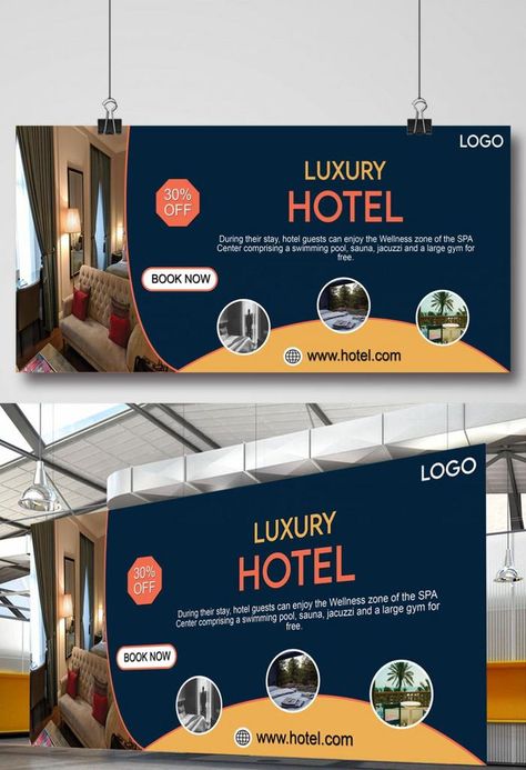 Luxury Hotel Signage Banner#pikbest# Hotel Banner Design, Standing Signage, Standing Banner Design, Hotel Signage, Flex Banner, Banner Design Layout, Banner Image, Photo Album Design, Spa Center