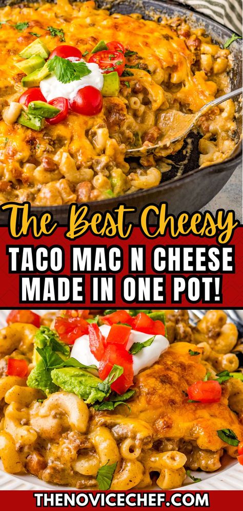 Taco Mac Recipe, Beef Mac And Cheese, Taco Pasta Bake, 15 Min Meals, Taco Mac, Taco Mac And Cheese, Taco Pasta Recipes, Easy Comfort Food Dinners, Yummy Casserole Recipes