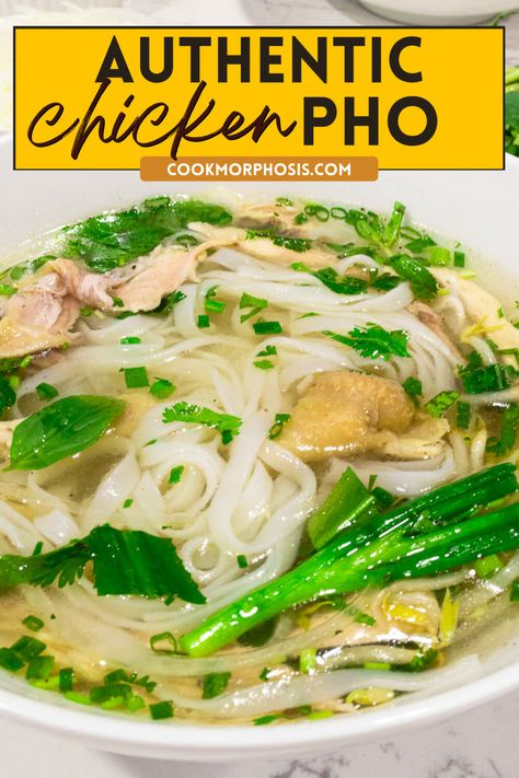 Authentic Chicken Pho, Pho Soup Recipe Easy, Vietnamese Chicken Pho, Chicken Pho Soup, Pho Soup Recipe, Pho Ga, Pho Broth, Seafood Soups, Asian Soup Recipes