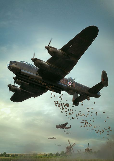 Operation Manna by Piotr Forkasiewicz - Operation Manna was a humanitarian food drop, carried out by British RAF units, as well as squadrons from the Australian, Canadian, New Zealand and Polish air forces, between 29th April and 7th May 1945, to relieve a famine in German-occupied Holland Avro Lancaster, Wwii Fighter Planes, Wwii Airplane, Wwii Fighters, Wwii Plane, Military Airplane, British Aircraft, Ww2 Planes, Cover Illustration