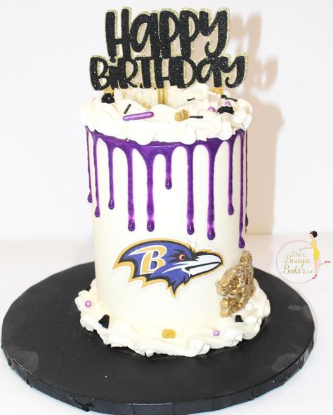 Ravens Birthday Cake, Ravens Cake, Baltimore Ravens Cake, 70th Birthday Cake, Football Birthday Party, Football Birthday, Braid Hair, 11th Birthday, Baltimore Ravens