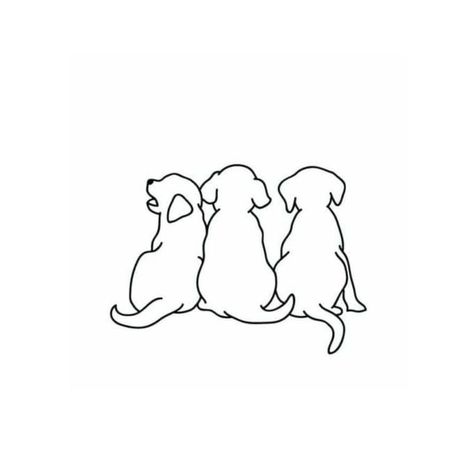 Pet Tattoos Minimalist, 3 Animal Tattoo, Line Dog Tattoo Design, Rescue Dog Tattoo Ideas, Background Design For Drawing, Minimal Pet Tattoo, 3 Dog Tattoo, Minimalist Dog Tattoo Line Drawings, 3 Dogs Tattoo