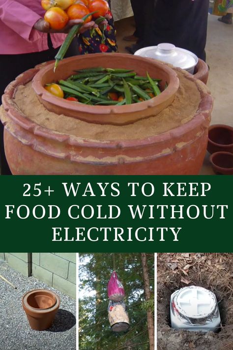 Off Grid Food Storage, Off Grid Refrigerator, Cooling Foods, Survival Skills Emergency Preparedness, Emergency Preparedness Food, Off Grid Survival, Refrigeration And Air Conditioning, Emergency Food Storage, Camping Hacks Diy