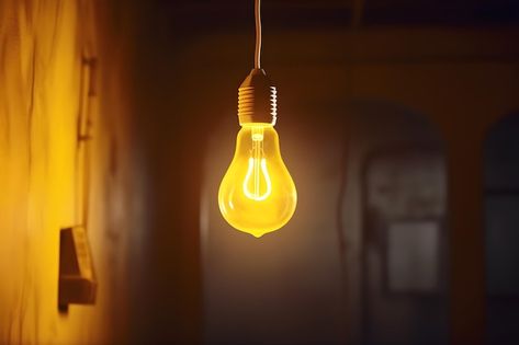 A light bulb from a wire | Premium Photo #Freepik #photo #electric-bulb #lamp-light-bulb #light-bulb #lamp Light Bulb Pictures, Paper City, Electric Bulb, Bulb Lamp, Bulb Light, Premium Photo, Light Yellow, Home Lighting, Lamp Light