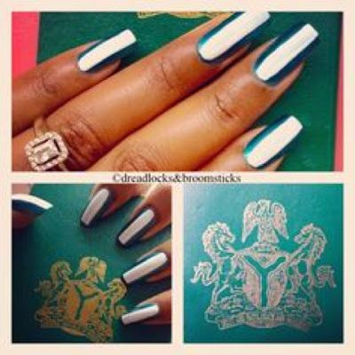 The Chronicles of Lady G: Nigerian Flag Inspired Nail Art! Independence Day Nails, Nigerian Independence Day, Nigerian Independence, 4th Of July Nail Art, Nigerian Flag, 4th Of July Nail, Flag Nails, American Independence Day, 4th Of July Nails