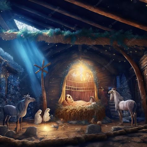 Premium Photo | Photo christmas scene with virgin mary in christmas crib with baby jesus mary and joseph in the barn Prayer Images, Christmas Crib, Mary And Joseph, Jesus Mary And Joseph, Jesus Photo, Graphic Design Business, Christmas Nativity Scene, Photo Christmas, Christmas Scene