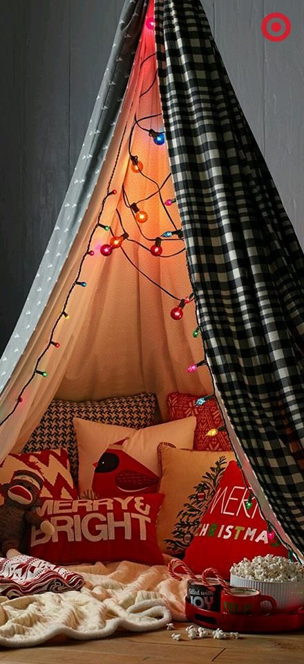 Teepee Tent, Christmas Time Is Here, Christmas Bedroom, Christmas Room Decor, Christmas Pillows, Christmas Room, Noel Christmas, Merry Little Christmas, Ho Ho Ho