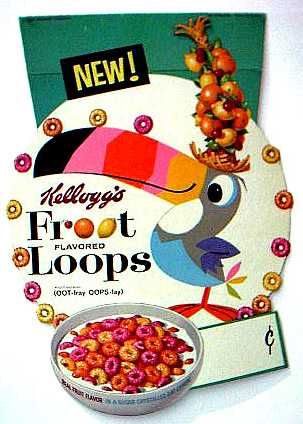 Froot Loops display  c. 1963 Vintage Cereal, Vintage Grocery, Cereal Packaging, 60s Photos, Retro Things, Cereal Boxes, Lunch Lady, Fruit Loops, Wonder Years