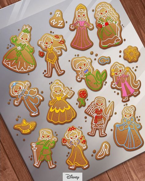 Disney Princess on Instagram: “You can call us the holiday spice girls. 🍪👑 Pick your favorite gingerbread princess! #25DaysofMagic” Disney Pastel, Disney Gingerbread, The Disney Princesses, Disney Pixar Characters, Christmas Gingerbread Cookies, Pastel Christmas, Disney Artists, Royal Icing Decorations, Disney Instagram