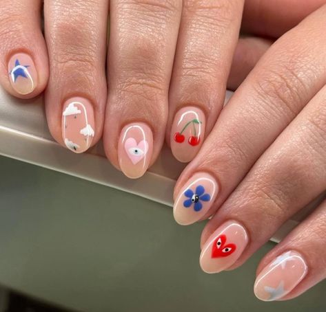 Simple Gel Manicure Ideas, Carrot Nail Art, Simple Fun Nail Art, Cute Simple Nail Designs For Summer, Red Fun Nails, Gel Nail Designs Simple, Short Fruit Nails, Simple Gel Nail Art, Fun Nail Designs Creative