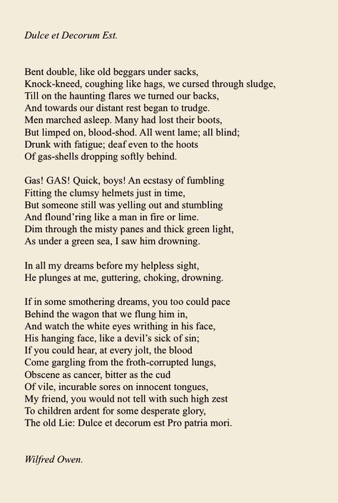 Dulce Et Decorum Est, 19th Century Poetry, William Wordsworth Poems, Wilfred Owen, Wilfred Owen Poetry, I Wanna Be The Poem Not The Poet, Old Poetry, Tortured Poets Department Lyrics, Poetry Prompts