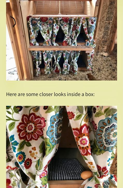 Nesting Box Curtains Diy, Cottage Homestead, Coop Decor, Chicken Nesting Boxes, Nest Box, Yellow Cottage, Nesting Box, Shelf Liner, Chicken Diy