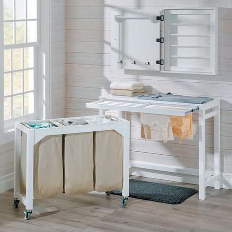 Our Laundry Folding Table with 3 Clothes Hampers does it all: a hamper, drying rack, and folding table. If you're short on space, this 3-in-1 will work for you, too. Laundry Folding Table, Laundry Folding Tables, Laundry Folding, Laundry Table, Laundry Station, Folding Ideas, Laundry Sorter, Laundry Solutions, Folding Laundry