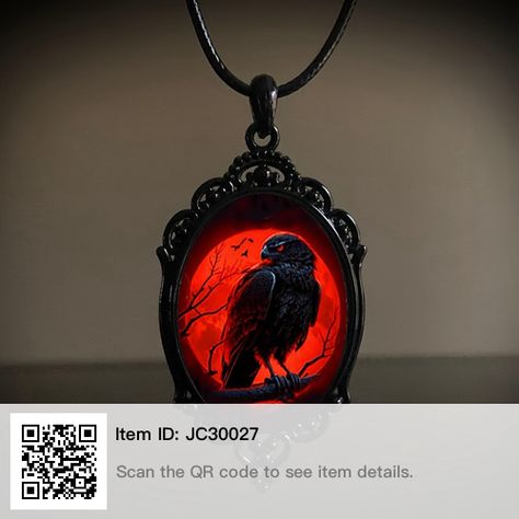 Crow Pendant, Gothic Vampire, Boho Festival Fashion, Pagan Witch, Witch Jewelry, Diy Stationery, Vintage Gothic, Cameo Necklace, Glass Pendant Necklace