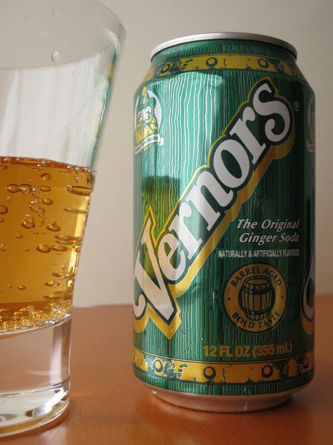 Vernors "Ginger Ale" now aged in oak barrels for 3 years instead of 4 but tastes the same. Sweet, spicy, bubbly ginger ale. Ginger Soda, Soda Drink, Ginger Spice, Pop Cans, Best Ice Cream, Cream Soda, Oak Barrel, Pure Michigan, Ginger Ale