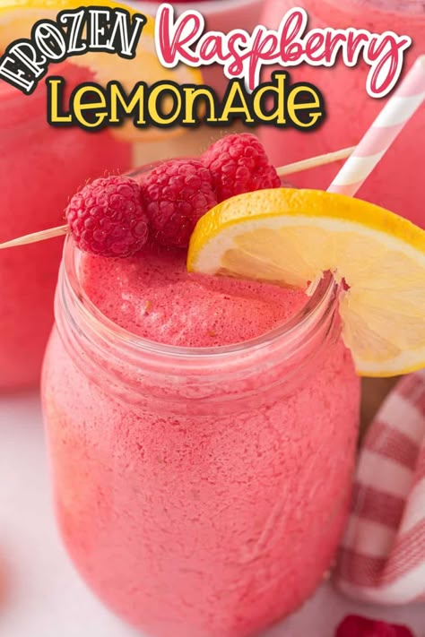 Lemonade Slushie Recipe, Lemonade Slushie, Raspberry Lemonade Recipe, Lemonade Slushies, Slushie Recipe, Drink Recipes Nonalcoholic, Summertime Drinks, Frozen Lemonade, Lemonade Drinks