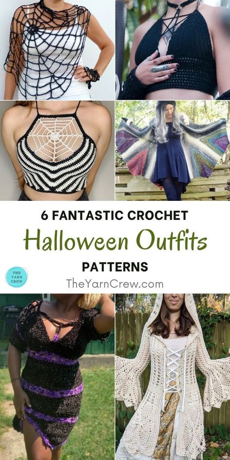 6 Fantastic Crochet Halloween Outfit Patterns. 6 Fantastic Crochet Halloween Outfit Patterns curated by The Yarn Crew. Crochet Halloween Costume, Outfit Patterns, Crochet Costumes, Random Clothes, Crochet Wearables, Crochet Halloween, Halloween Crochet Patterns, Crochet Design Pattern, Crochet Shawls